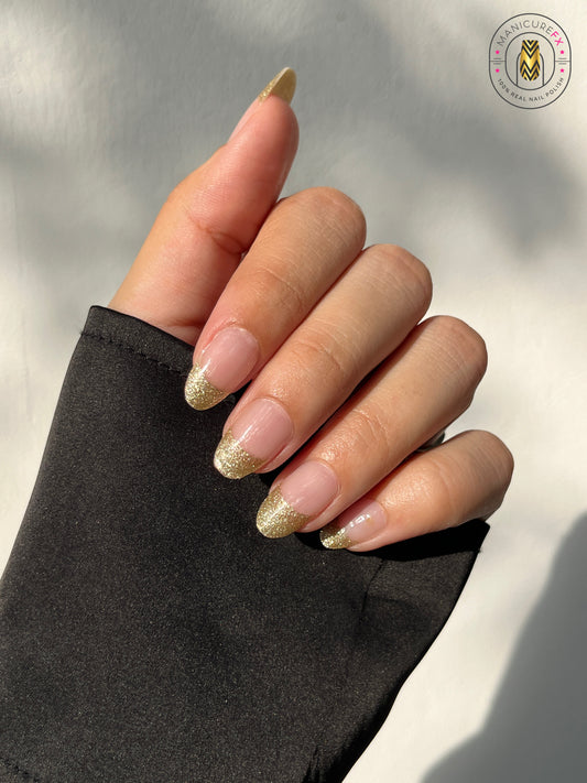 Golden Glitter French Manicure - Nail Wraps